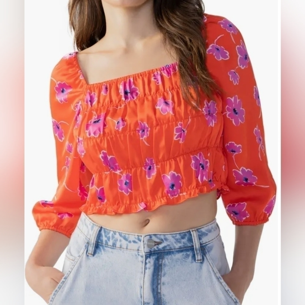 Sanctuary NWT Think of Me Smocked Crop Top Size Large